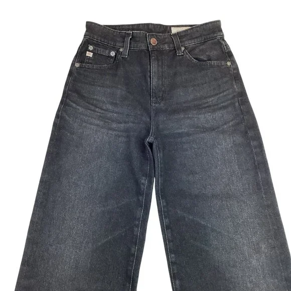 AG Adriano Goldschmied Saige Womens Wide Leg Crop Jeans High-Rise Black Denim
